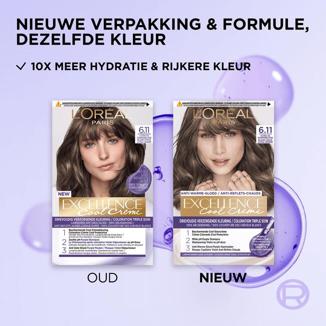 L'Oréal Paris Excellence Cool Creams Permanente Haarverf 6.11 Ultra Ash Donkerblond