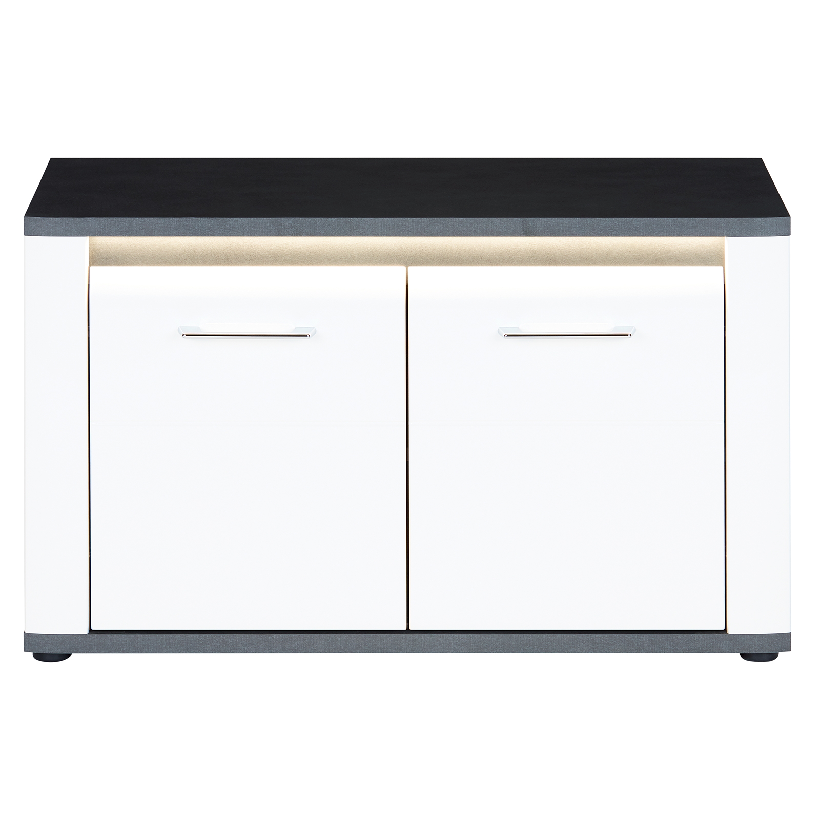 Luca Bessoni Garderobenbank ALASSIO - weiß Hochglanz - Matera dunkel - 85 cm