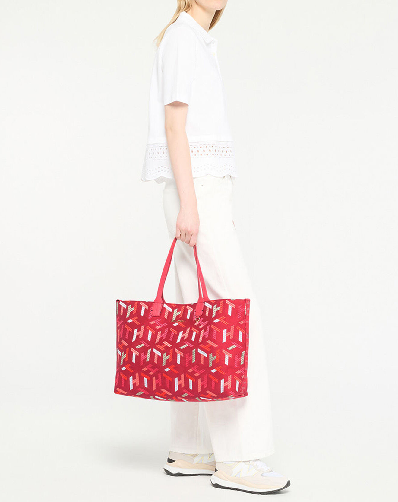 Tommy Hilfiger Sac cabas Monogrammes brodés rose - 46x31x15 cm