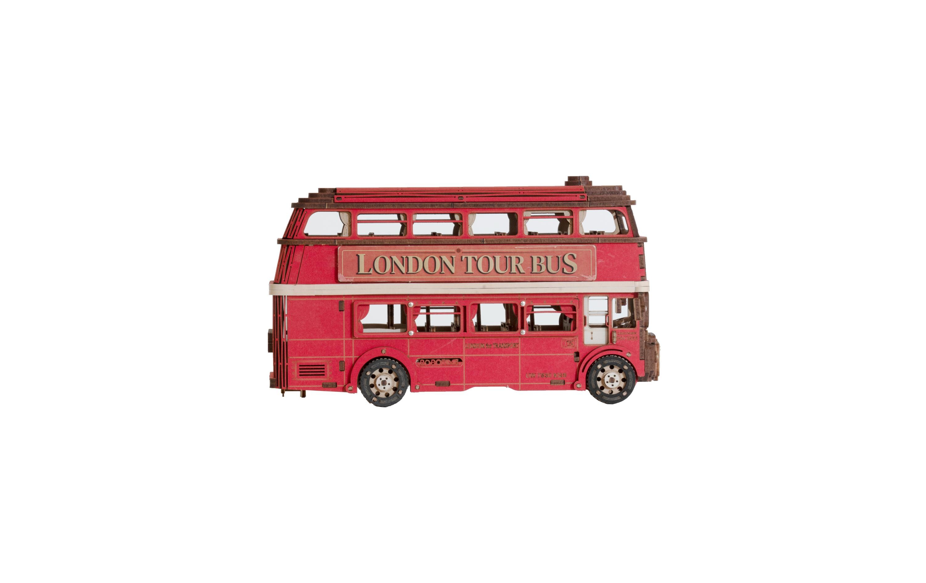 Bausatz London Tour Bus 255-teilig3D-Puzzle aus lasergeschnittenen Holzteilen