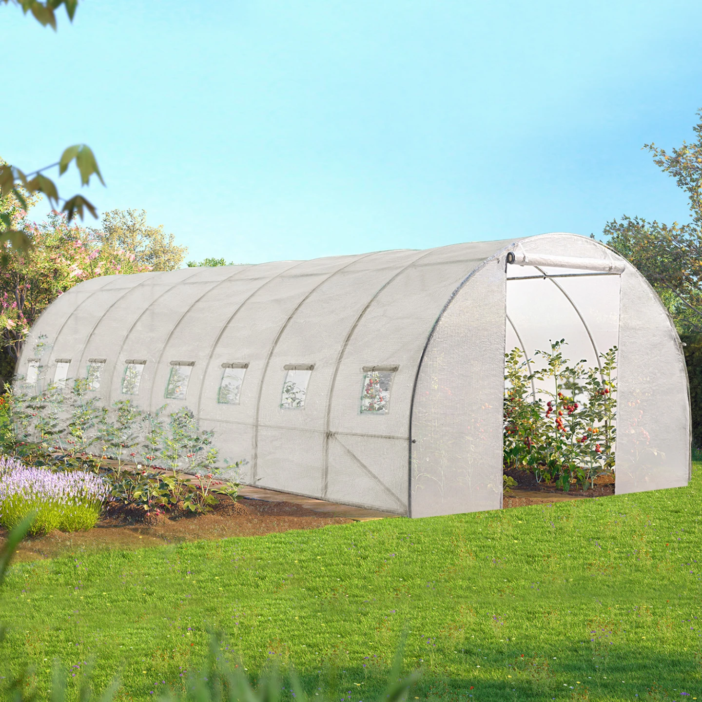 Bâche de rechange 130 gr/m² pour serre tunnel 24m² blanche DES ANDES