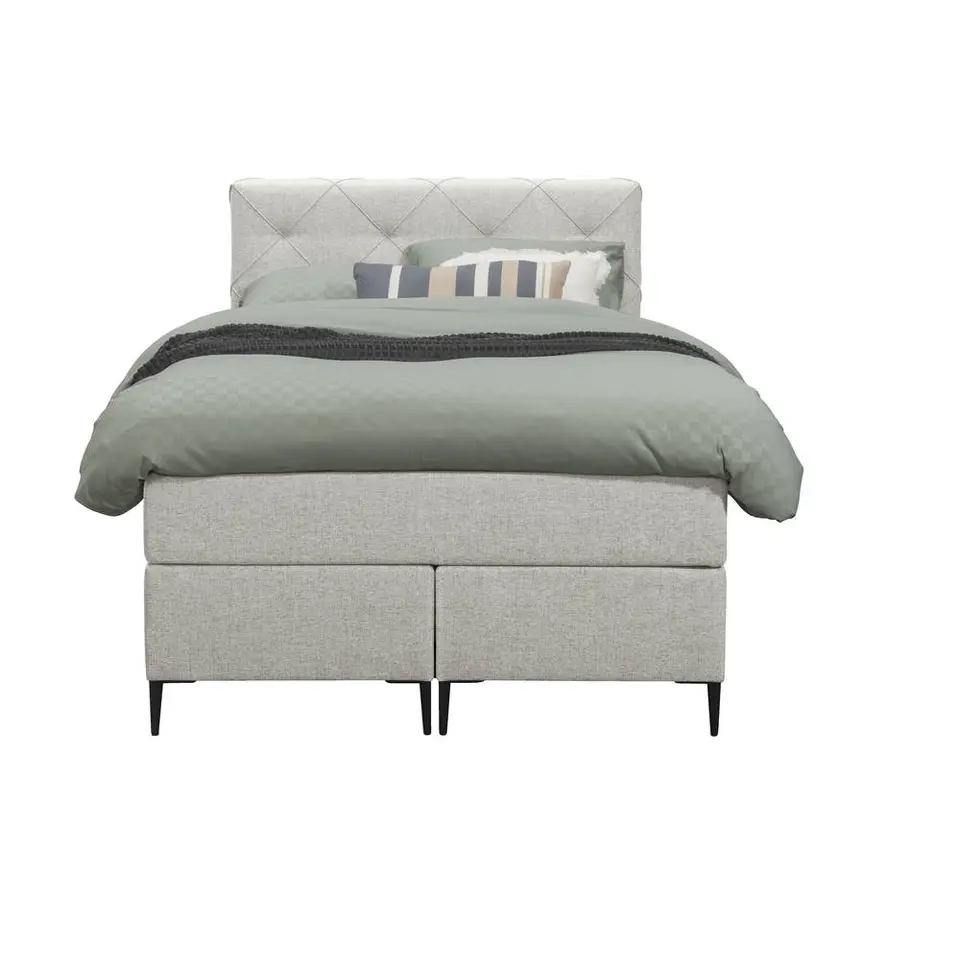 Boxspring Liv geruit - ecru - 120x200 cm - slanke poot