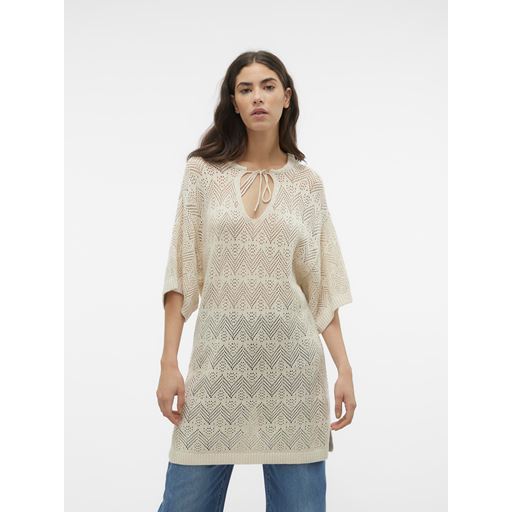 Vero Moda Malta Lang Strikbluse, Birch, XL