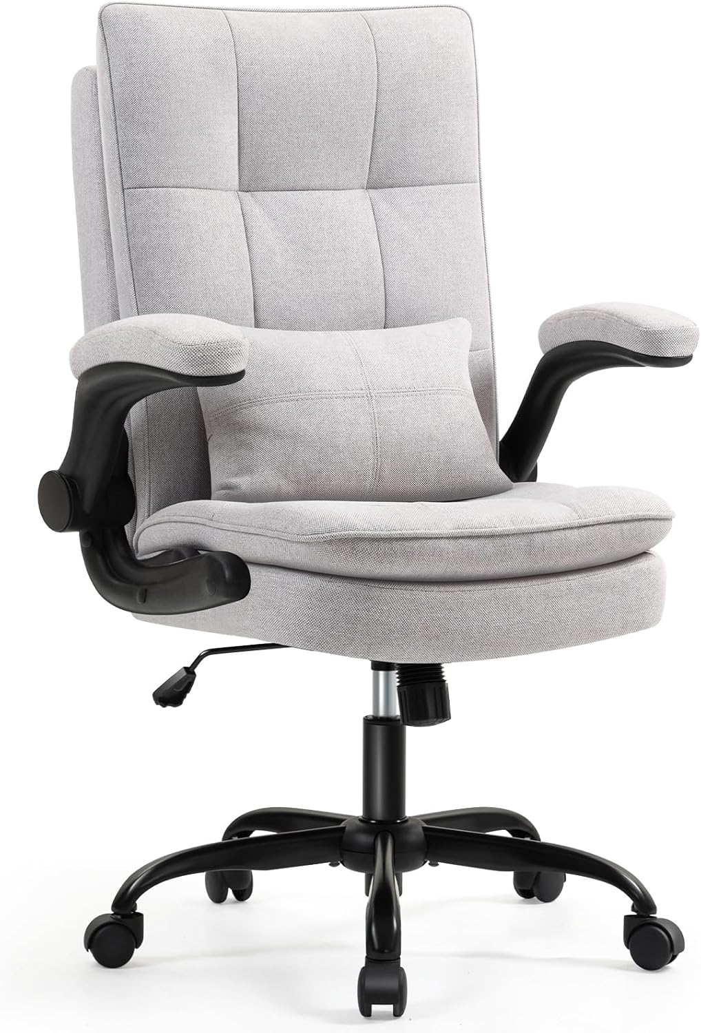Bürostuhl Ergonomisch [TESTSIEGER] Schreibtischstuhl | Atmungsaktiver Stoff & Hohe Rückenlehne | Höhenverstellbar & Wippfunktion | Chefsessel 150 Kg | Drehstuhl Mit Rollen | PC Stuhl Grau