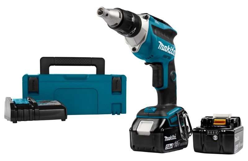 Makita DFS452RTJ 18V Li-ion accu gipsschroefmachine set (2x 5.0Ah) in Mbox - koolborstelloos