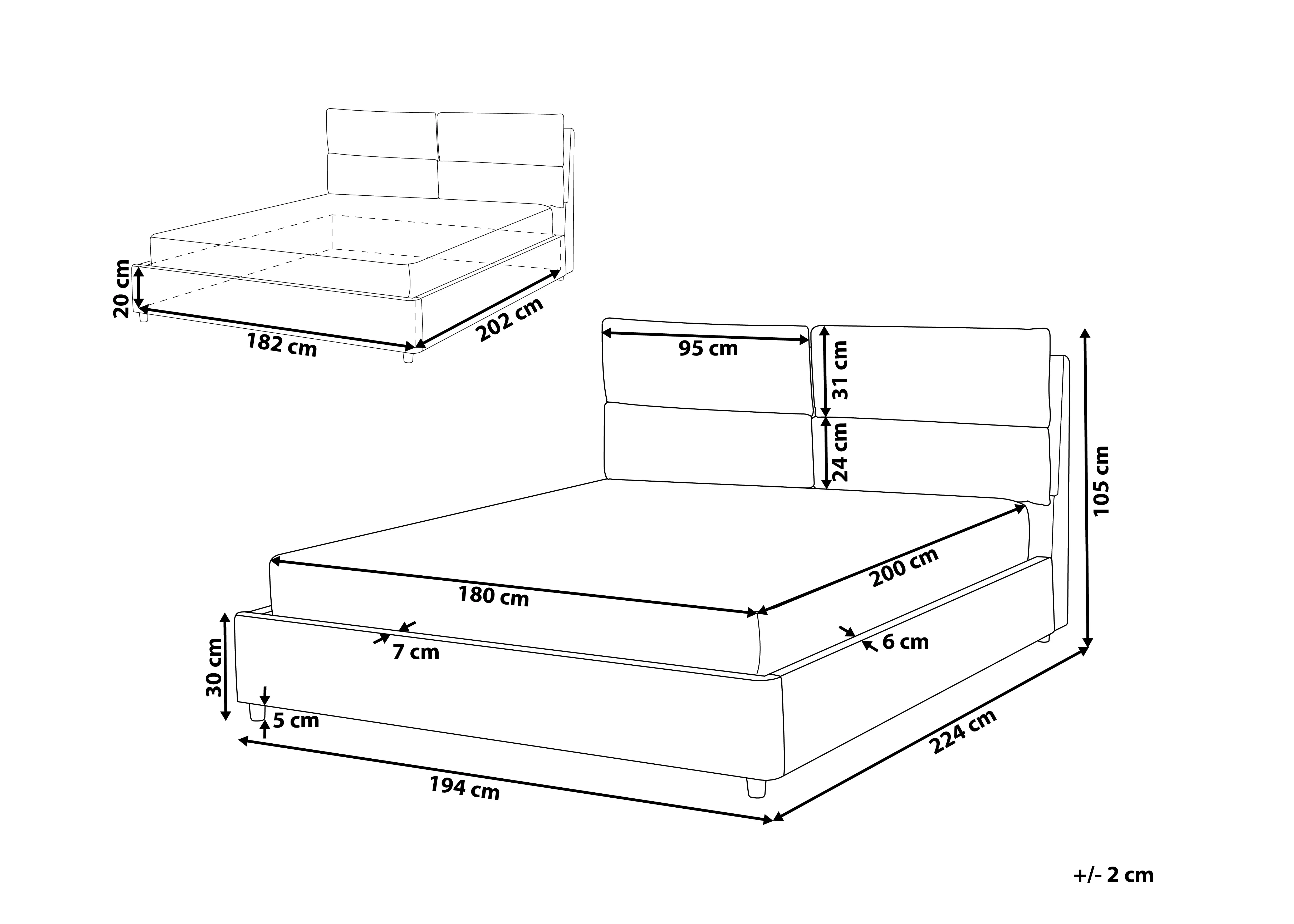 Bed met opbergruimte Fluweel BATILLY 180 x 200 cm Grijs