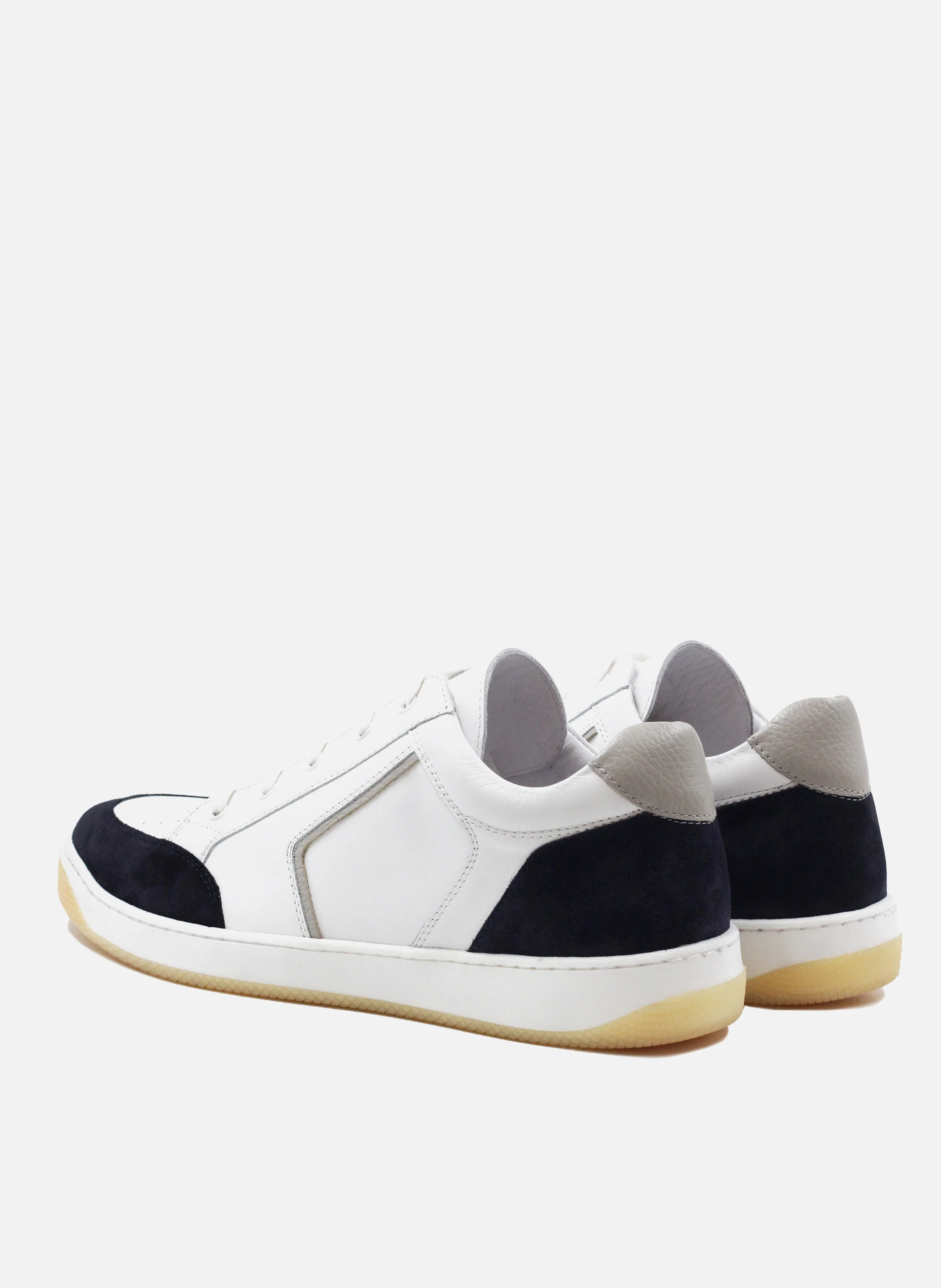 Baskets rétro homme cuir lisse | Blanc