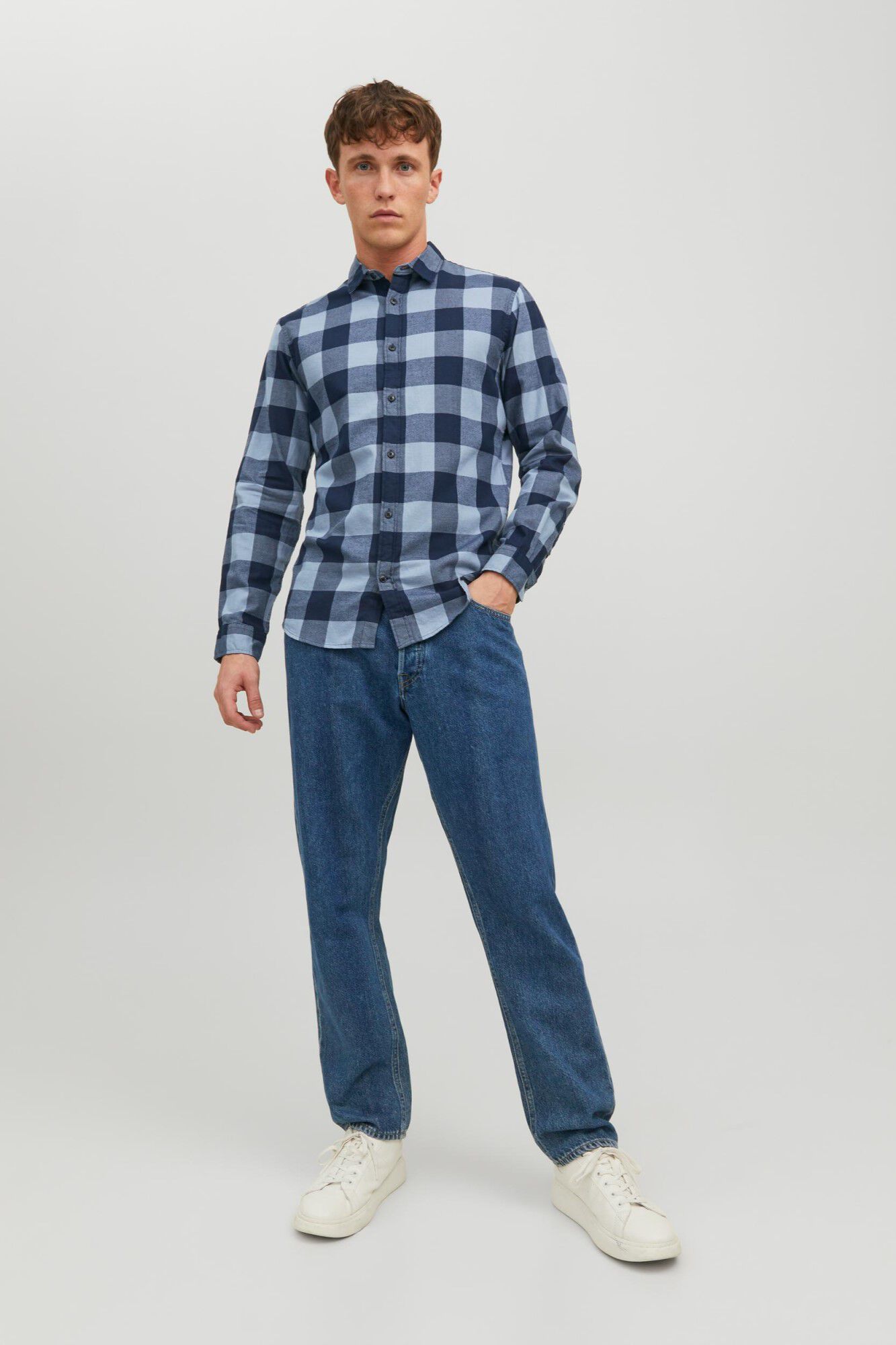 Camisa xadrez - azul médio