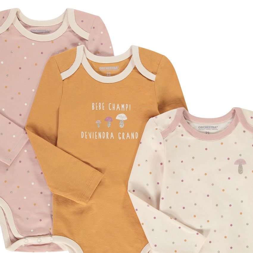 Lot de 7 bodies en jersey imprimé fantaisie pour fille - Ecru