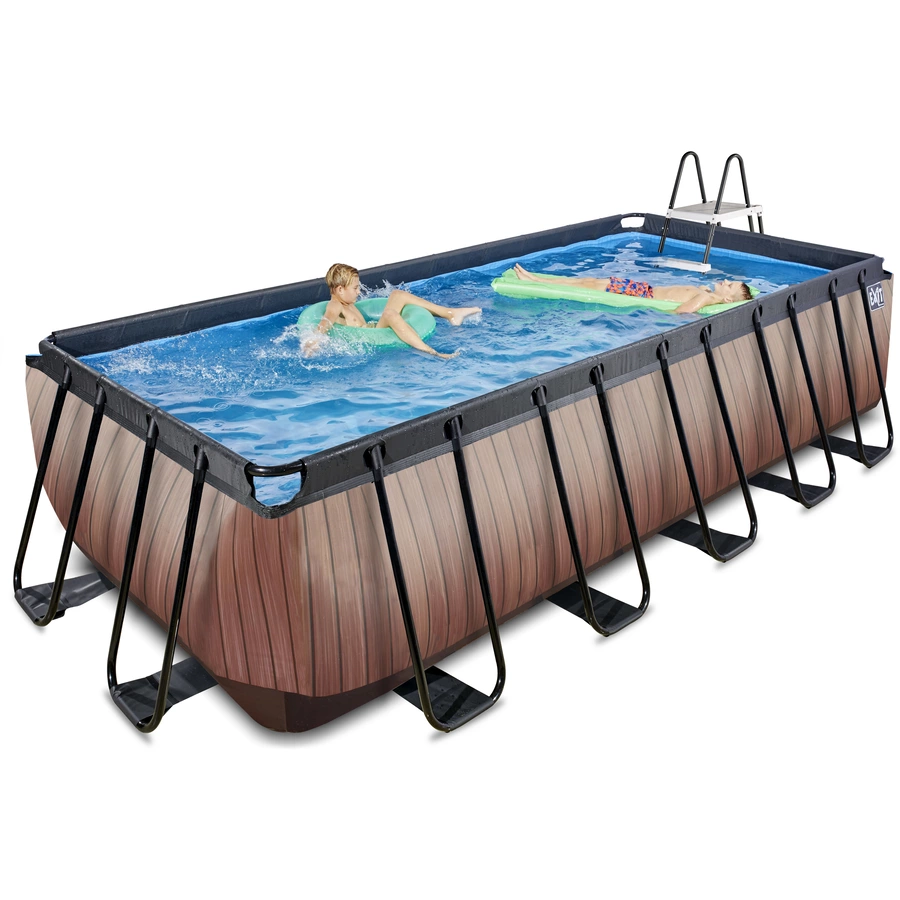 EXIT Wood Pool 540x250x122cm mit Sandfilterpumpe, braun