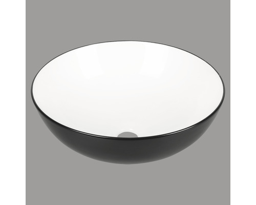 Verschil opzetwastafel Duo 39,5 x 39,5 cm wit zwart glanzend 38.010.54