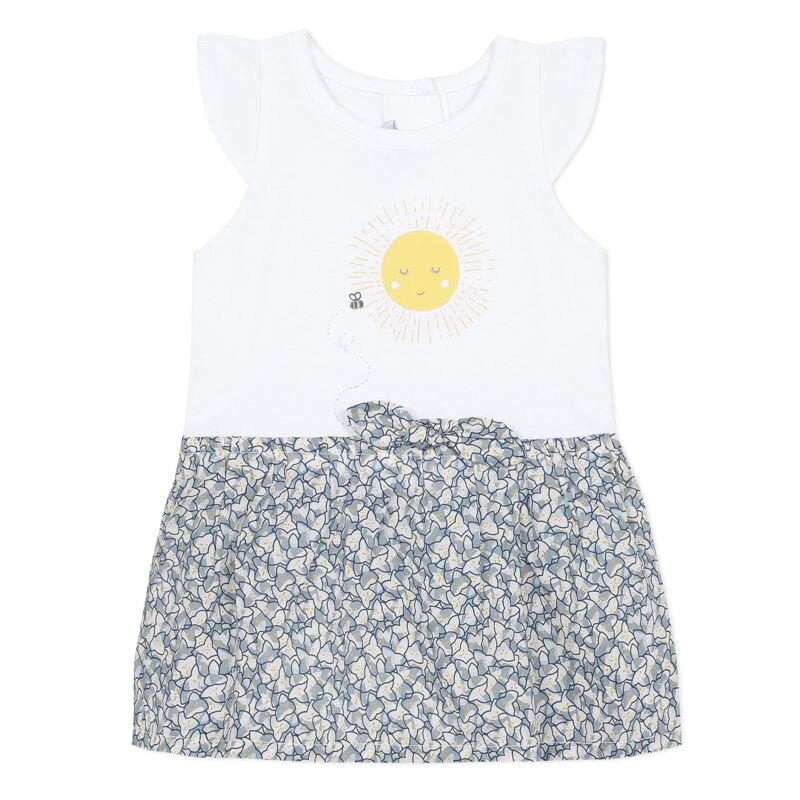 Robe bimatière imprimé bleue Liberty bébé fille Absorba Aucune nuance