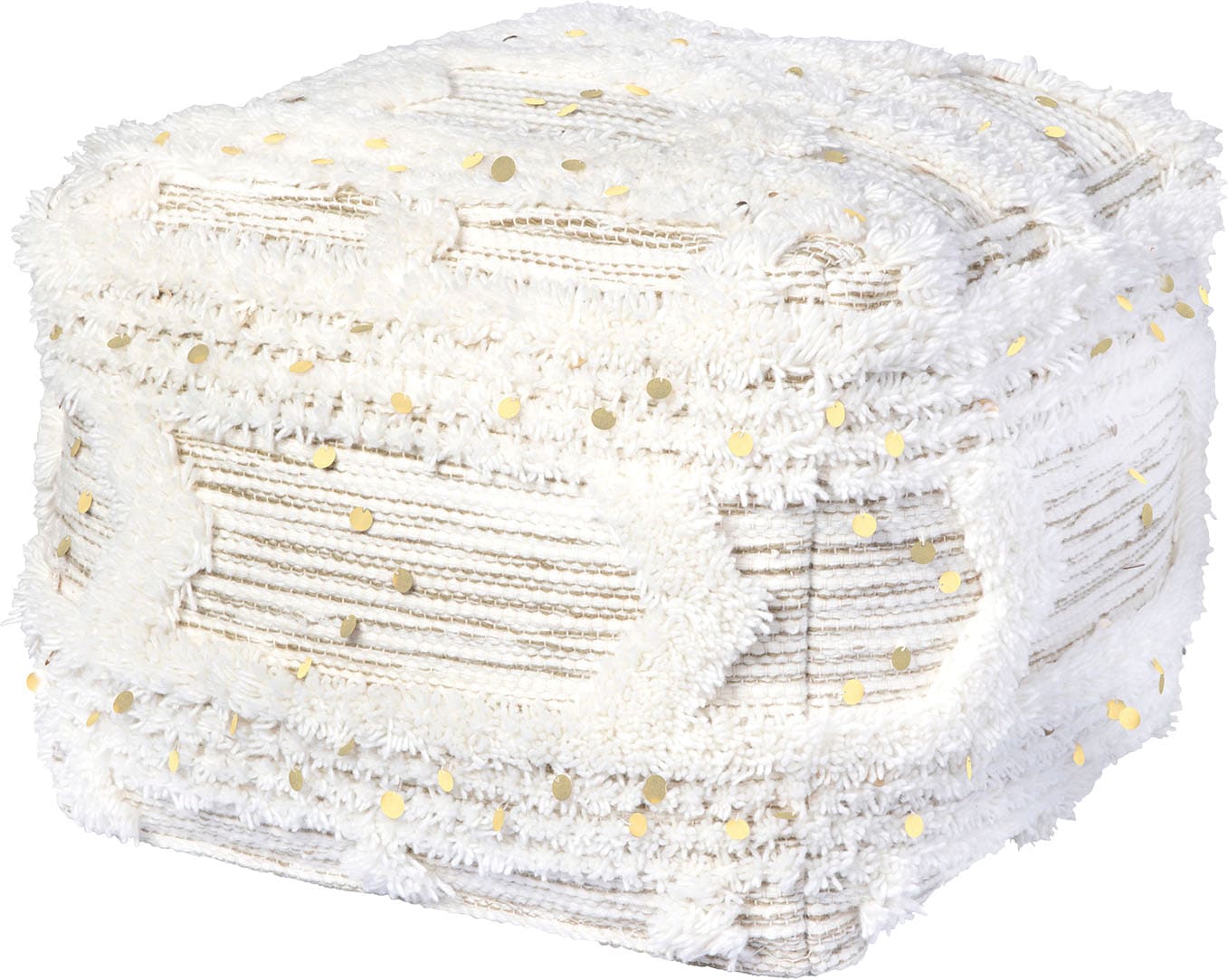 Kayoom Pouf »Bohist 425 50cm x 50cm,   Strukturen mit Fransen und Quasten« 1 Stk. tlg. handgefertigt, Unikat, sehr gut kombinierbar, vielfältig im Einsatz