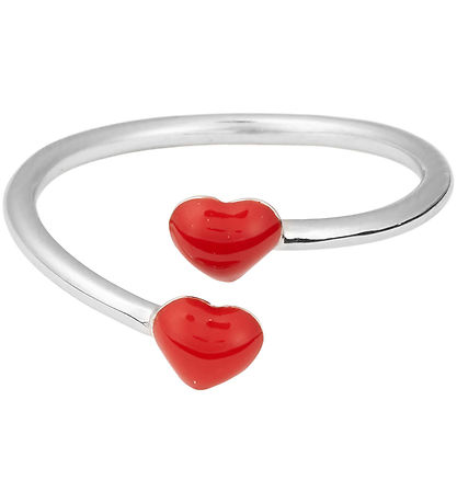 Design Letters Ring - Little Big Love - Sølv/R?d