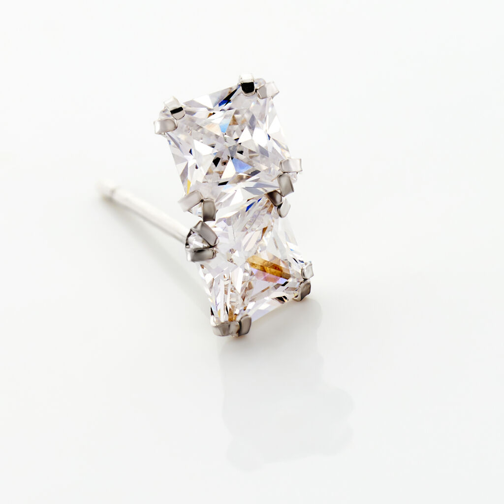 Boucles D'oreilles Puces Or Blanc Oxyde De Zirconium