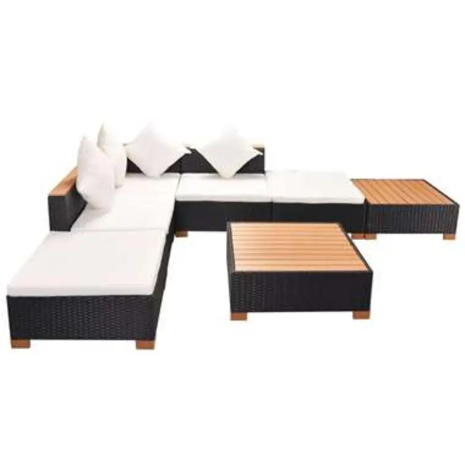vidaXL - Tuinbank Set - Zwart - Poly rattan