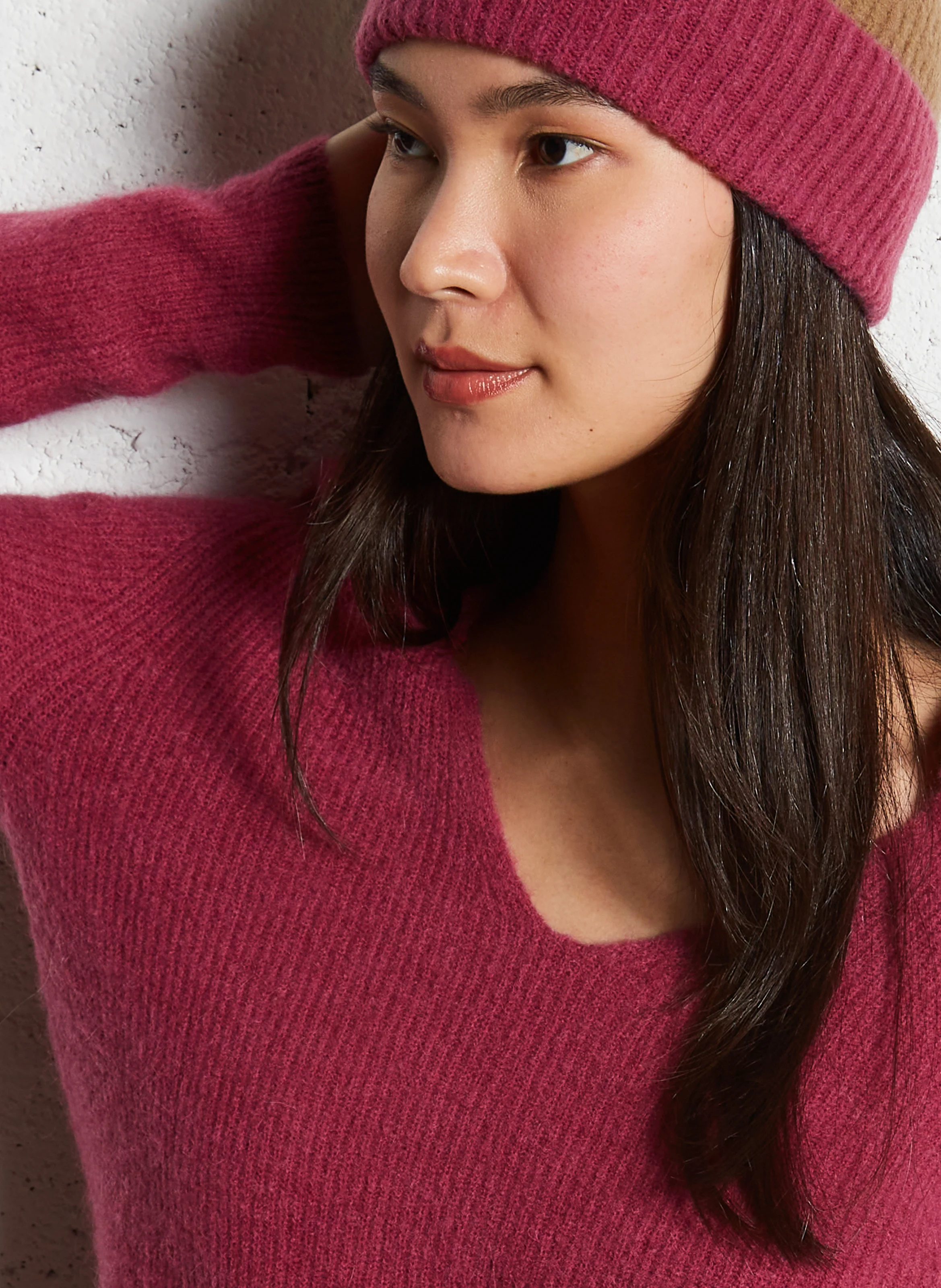 GERAUD - Pull ajusté en laine mélangée| Rose
