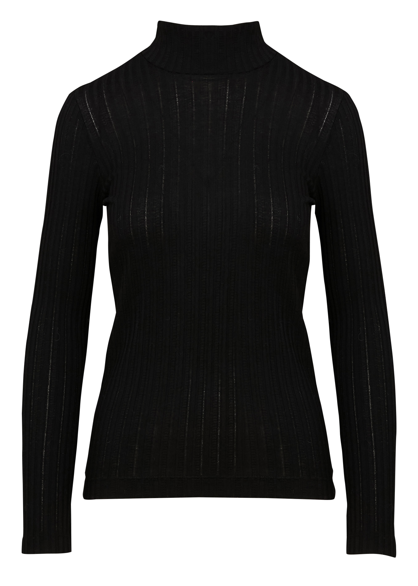 Tee-shirt col montant côtelé | Noir
