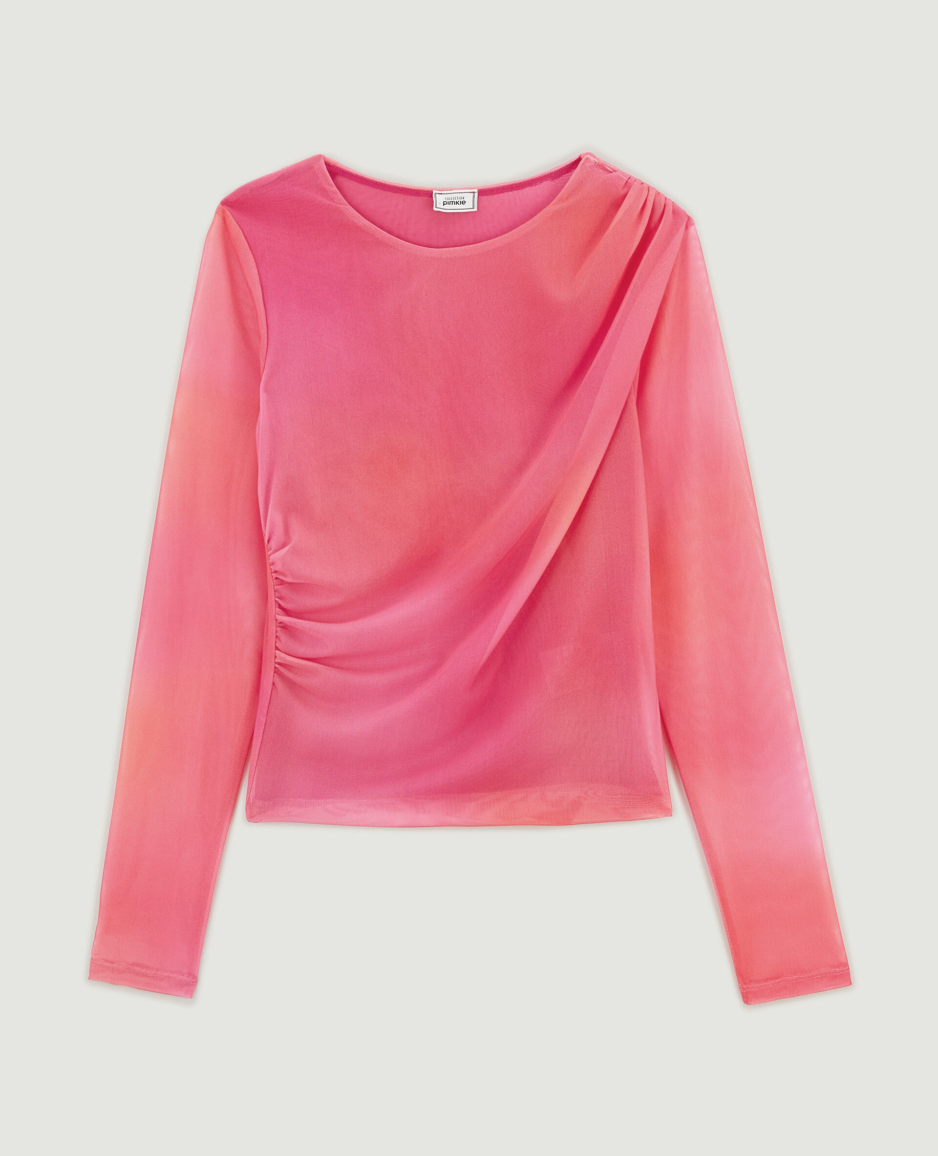 Top en tulle avec fronces - Rose fuchsia