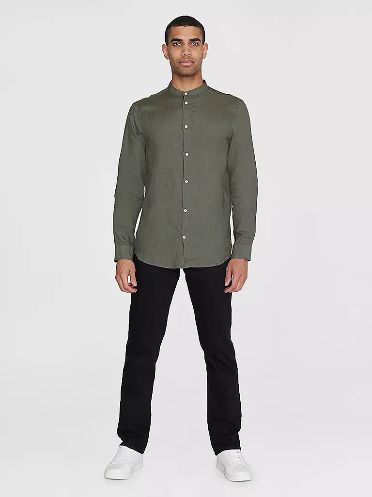 KNOWLEDGE COTTON APPAREL Leinenhemd olive
