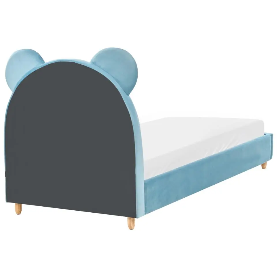 MAILLES - Eenpersoonsbed - Blauw - 90 x 200 cm - Fluweel