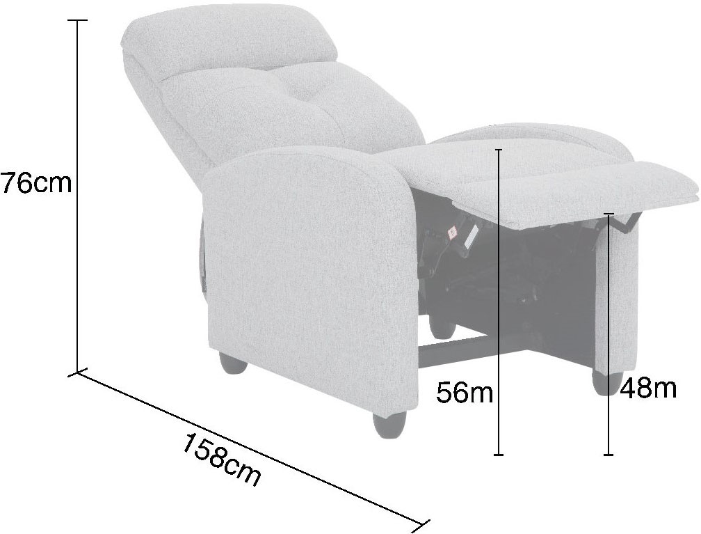 Home affaire Relaxsessel »VESOUL, TV-Sessel, Ruhesessel mit Schlaffunktion, Webstoff« Loungesessel mit manueller Relax- und Liegefunktion (105°-135°)