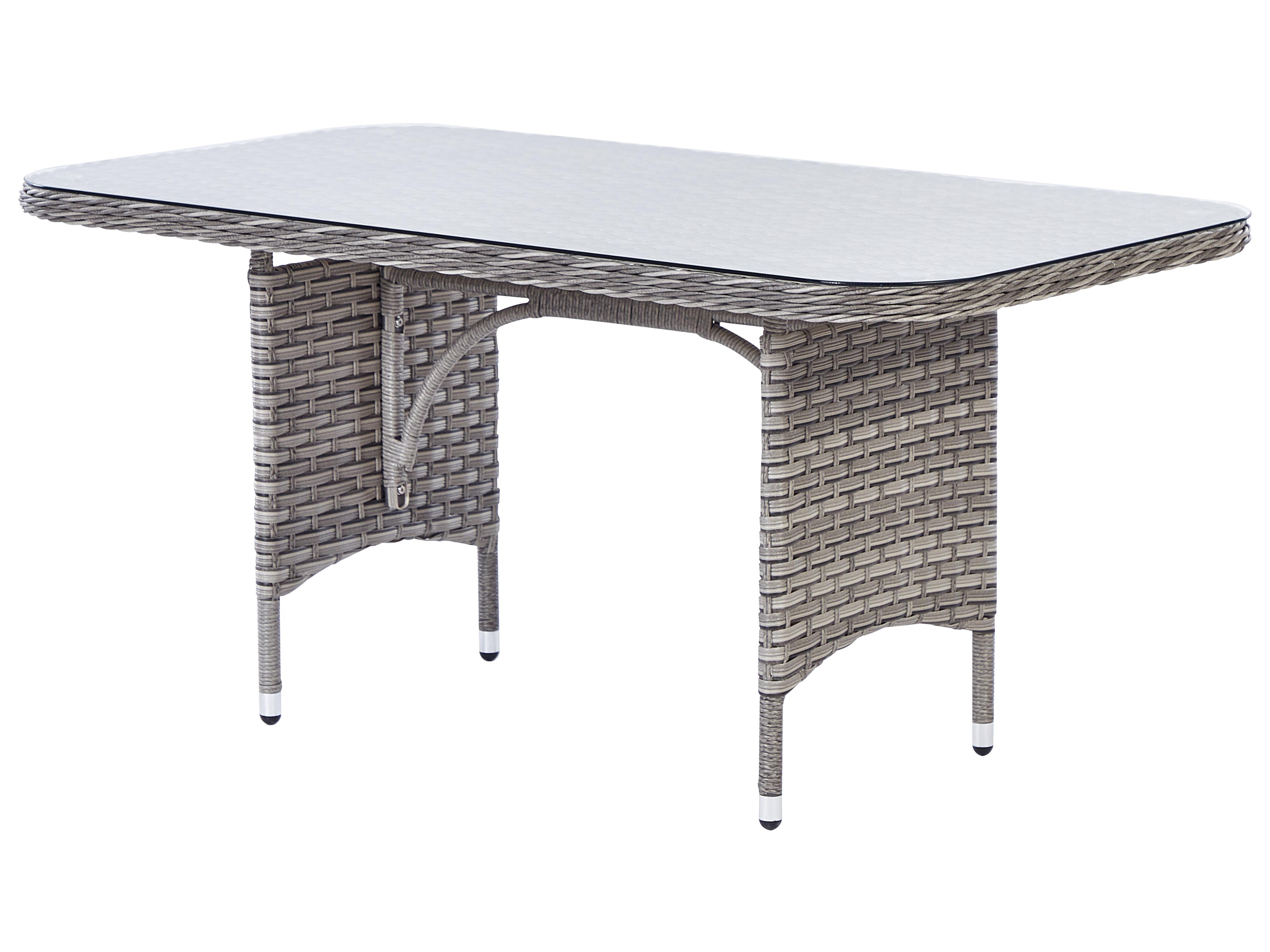 Loungeset met tafel en ottomaan 9-zits LACONA rechtszijdig PE rotan Lichtgrijs