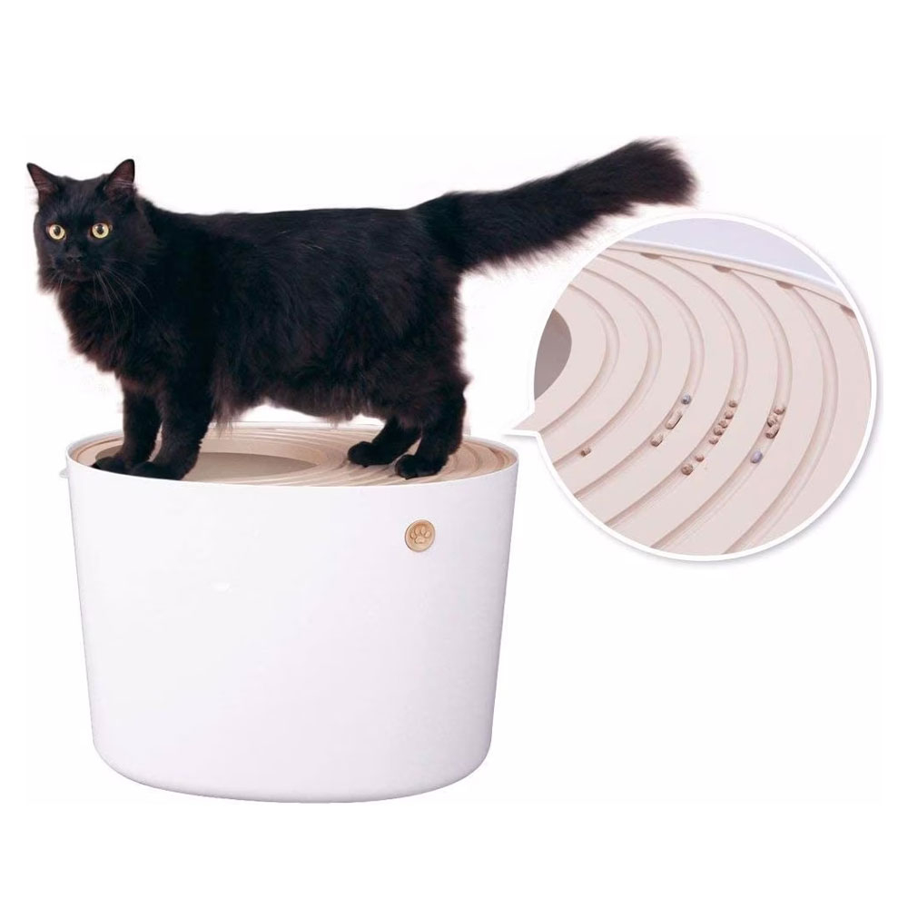 (41x53x37cm) Hop In Katzenklo Designer Katzen Toilette mit Deckel   Schaufel - Weiss