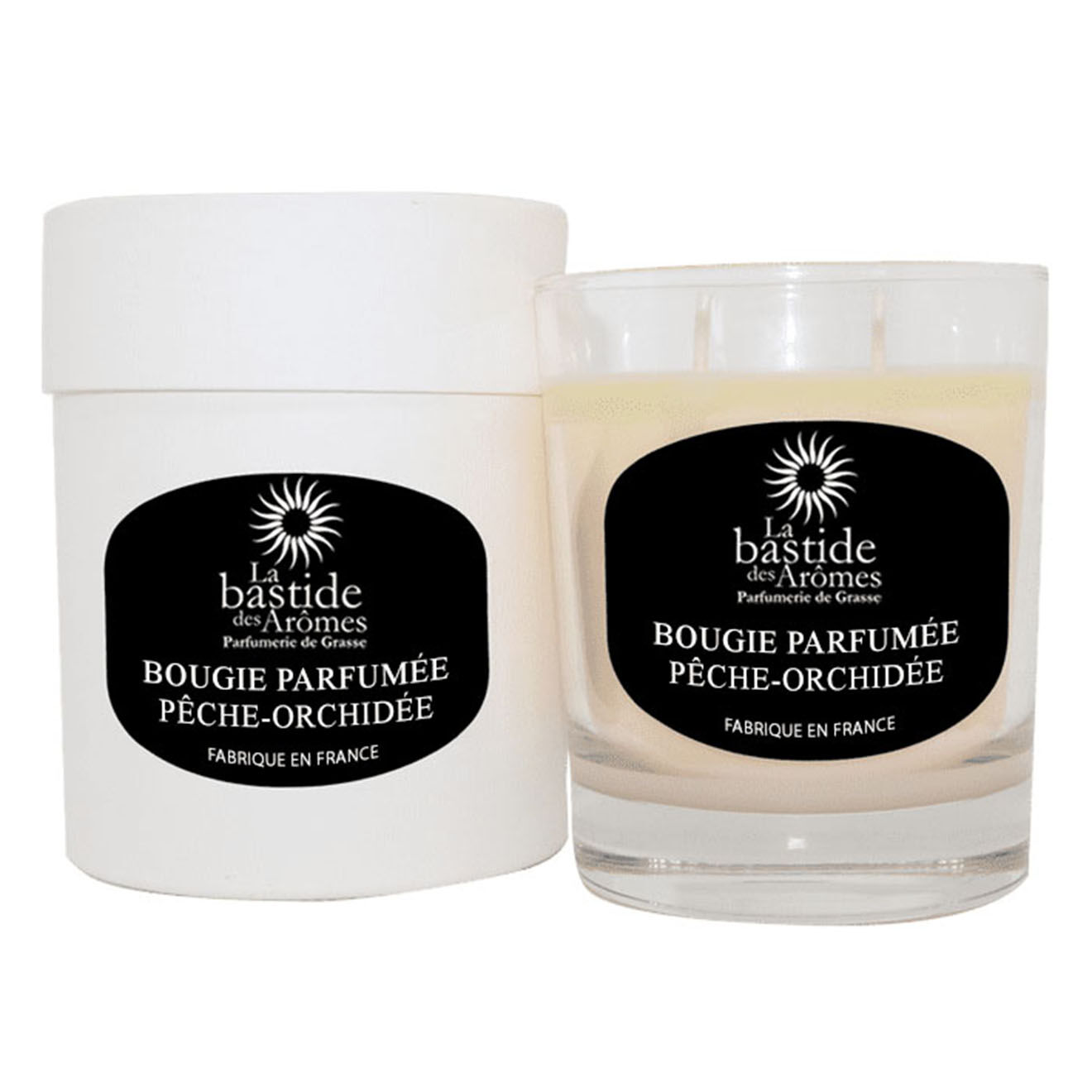 La Bastide des Arômes Bougie parfumée Peche Orchidee - 2 mèches 60h