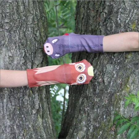 Handsocken Eule und Wildschwein/Keiler