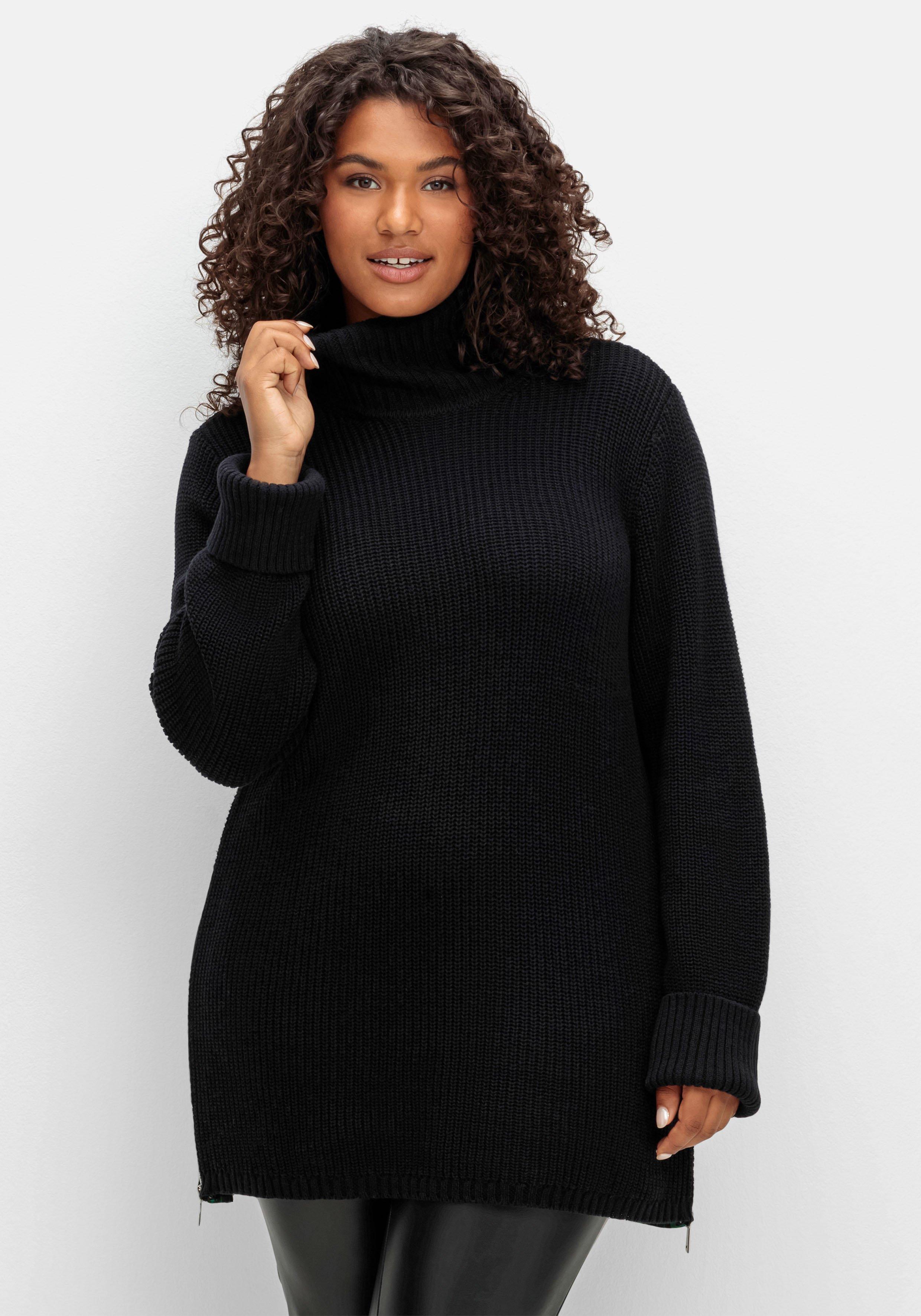 Pullover mit Rollkragen und karierten Einsätzen