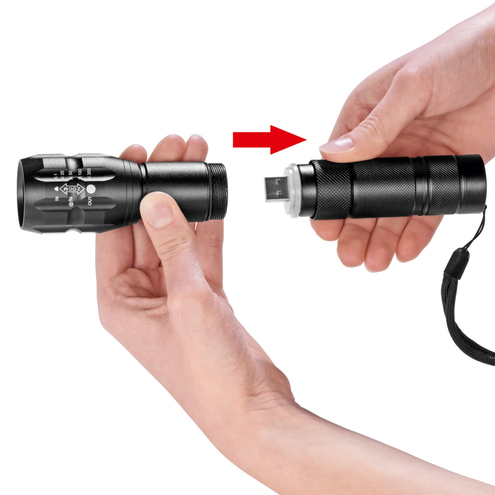 MAXXMEE Power-Taschenlampe 3,7V schwarz 1800mAh