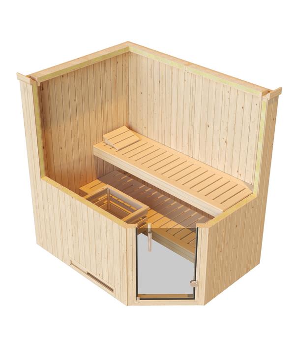 Weka Ecksauna Varberg mit Glastür