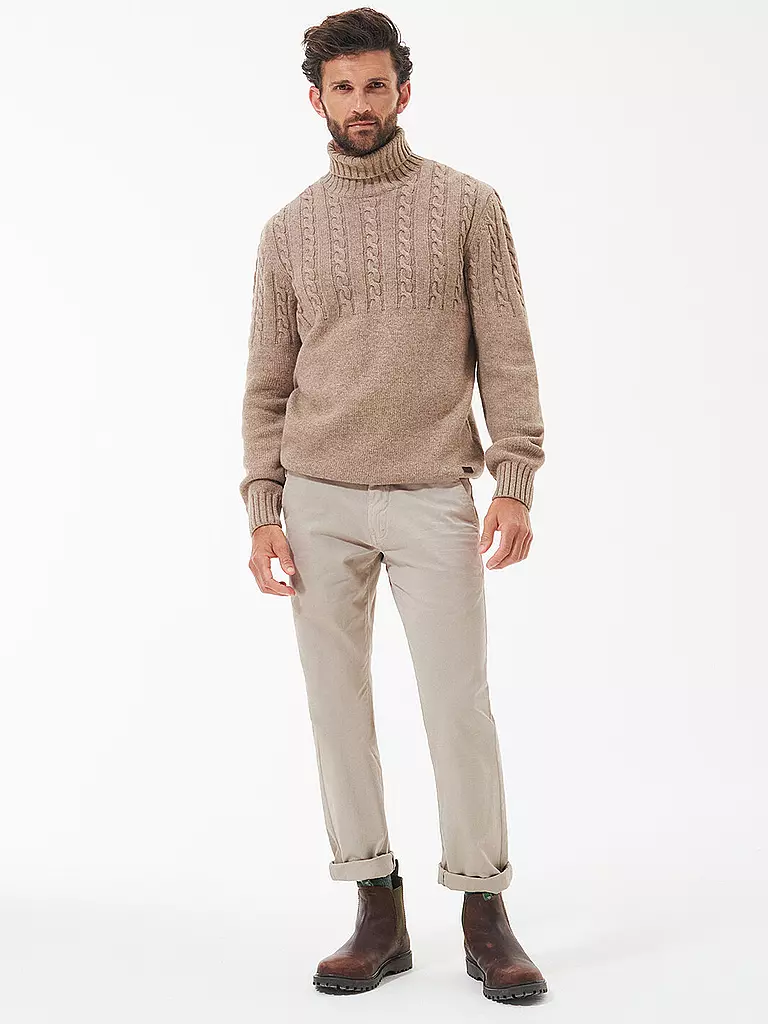 BARBOUR Rollkragenpullover DUFFLE hellbraun