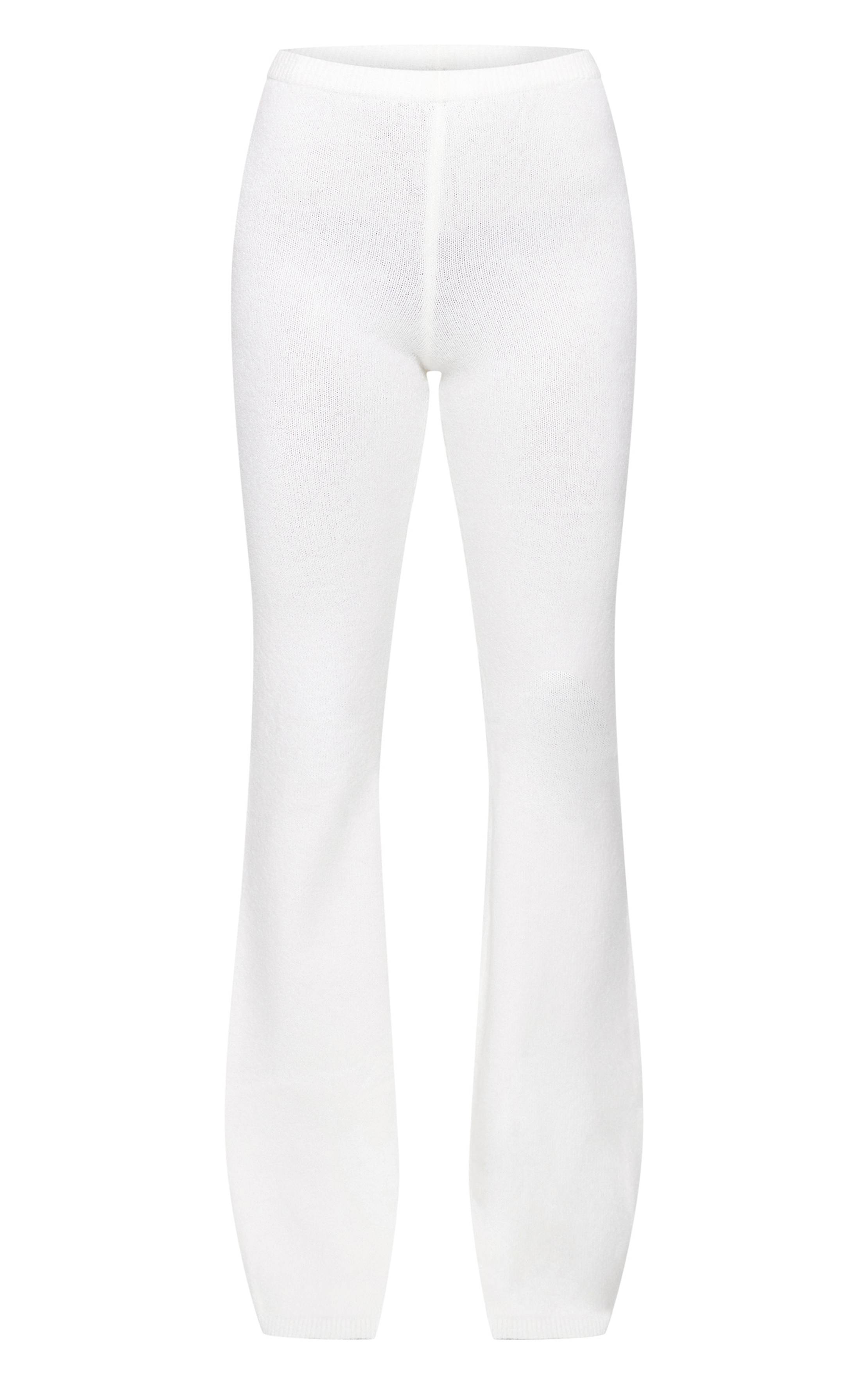 Crème Pantalon Large En Maille Douce