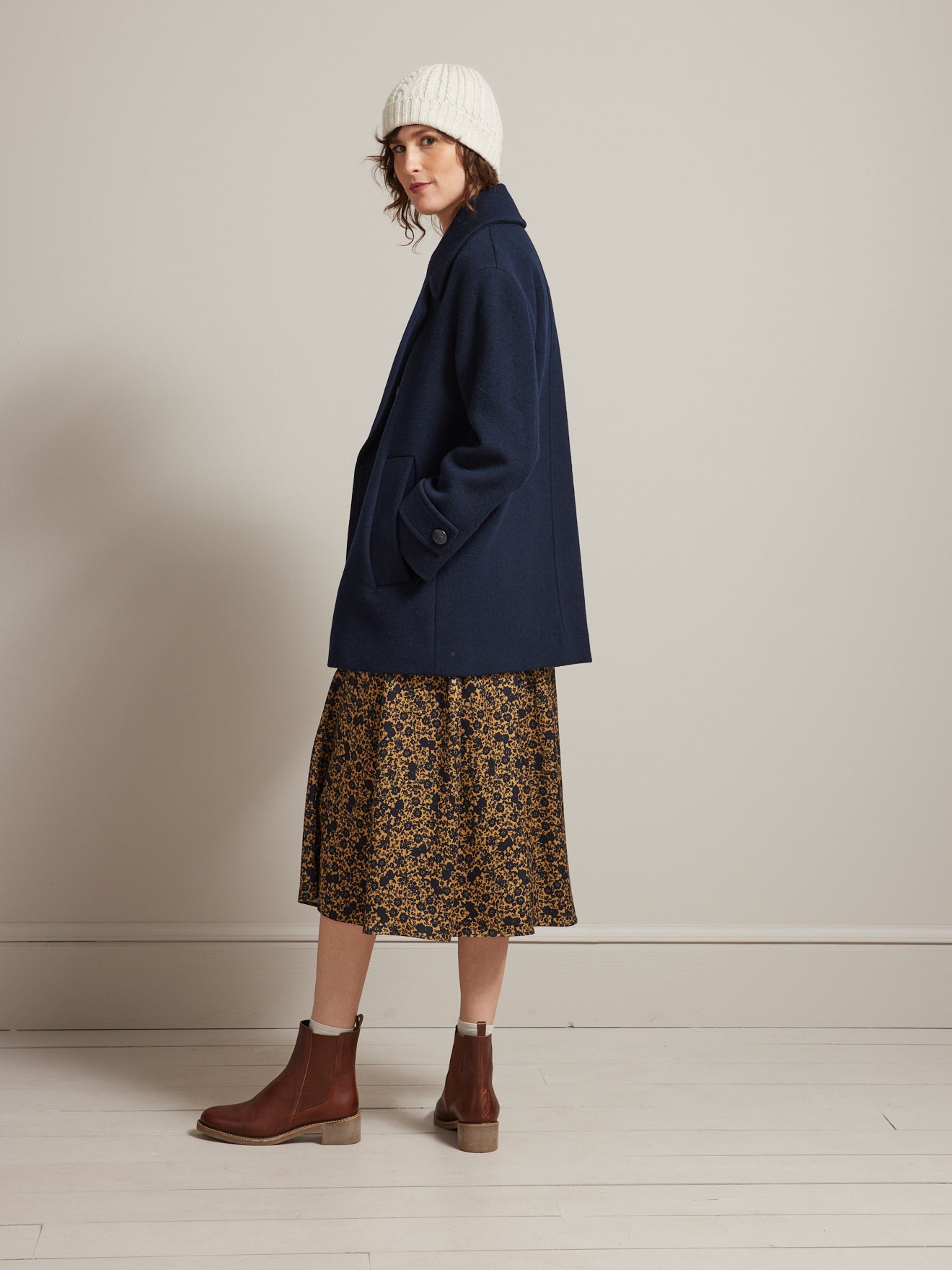 Caban double boutonnage lainage femme