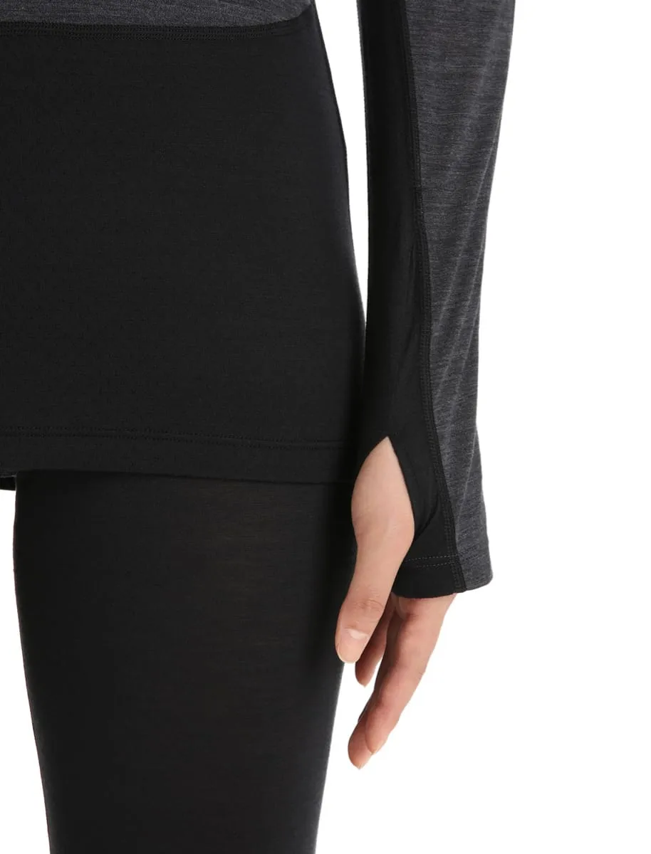 Icebreaker Women's 125 Zoneknit™ Long Sleeve Crew Jet Heather/Black/Metro Heather/Cb