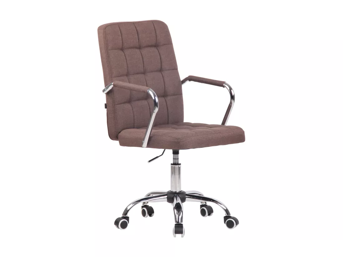 Chaise de bureau - Tissu & Métal chromé - Marron - Terni
