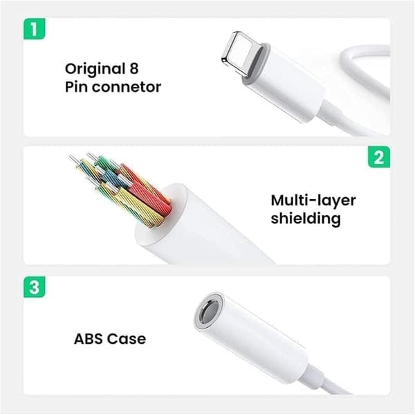 2x Lightning til 3,5 mm adapter for hodetelefoner
