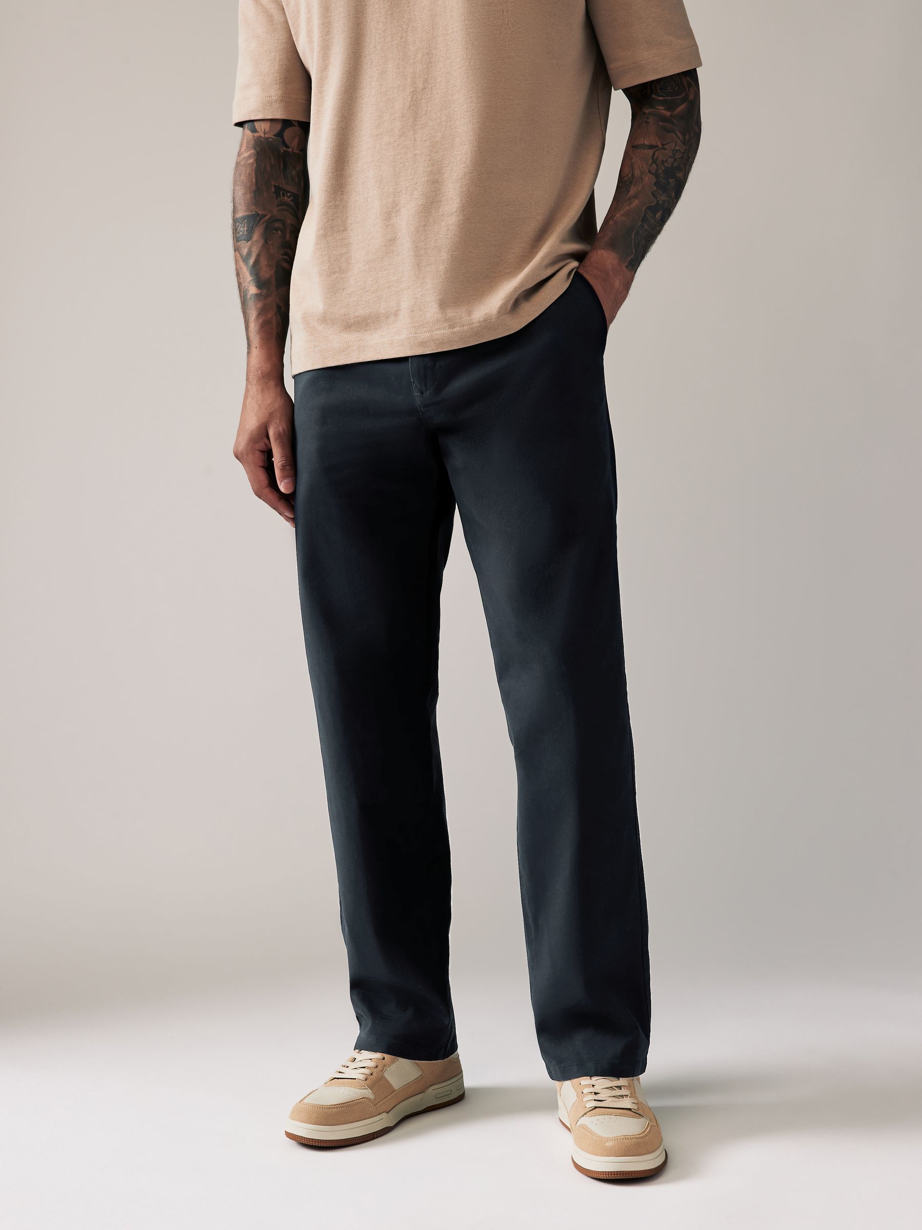 Donkerblauw - Relaxed fit - Stretchy chino