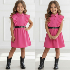 Ruffle Chic Belt Dress - fuchsia