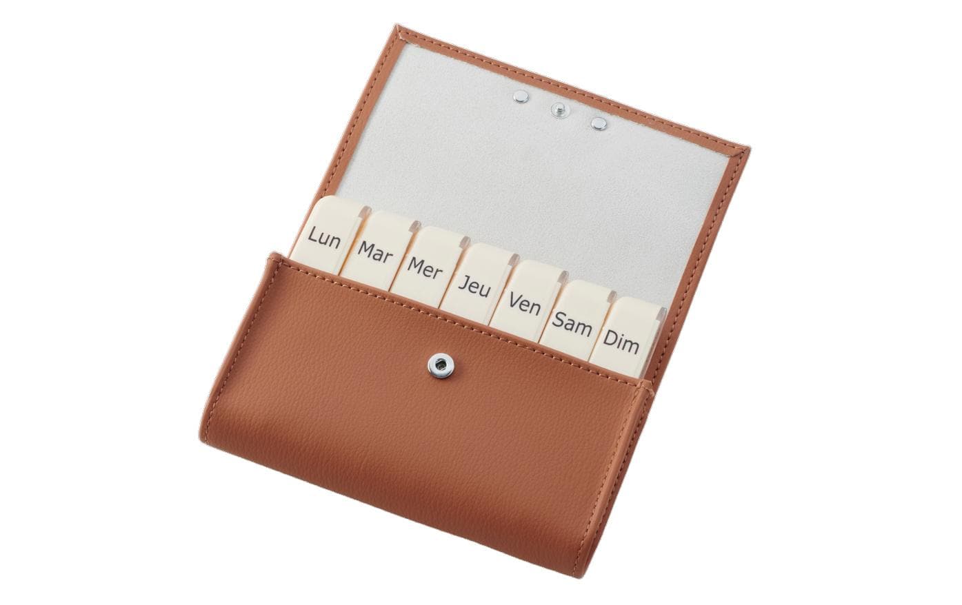 Wochenpillenspender Liberty cognac deutsch/französischMedikamentenbox für eine Woche