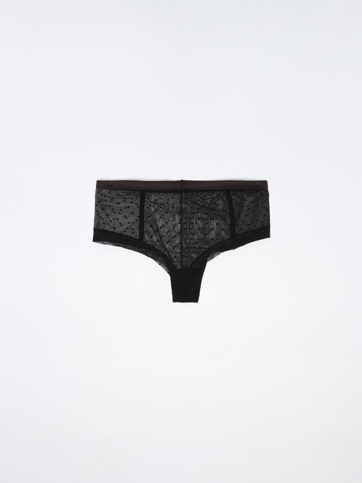 Pacote com 2 calcinhas hipster de tule - Pretas