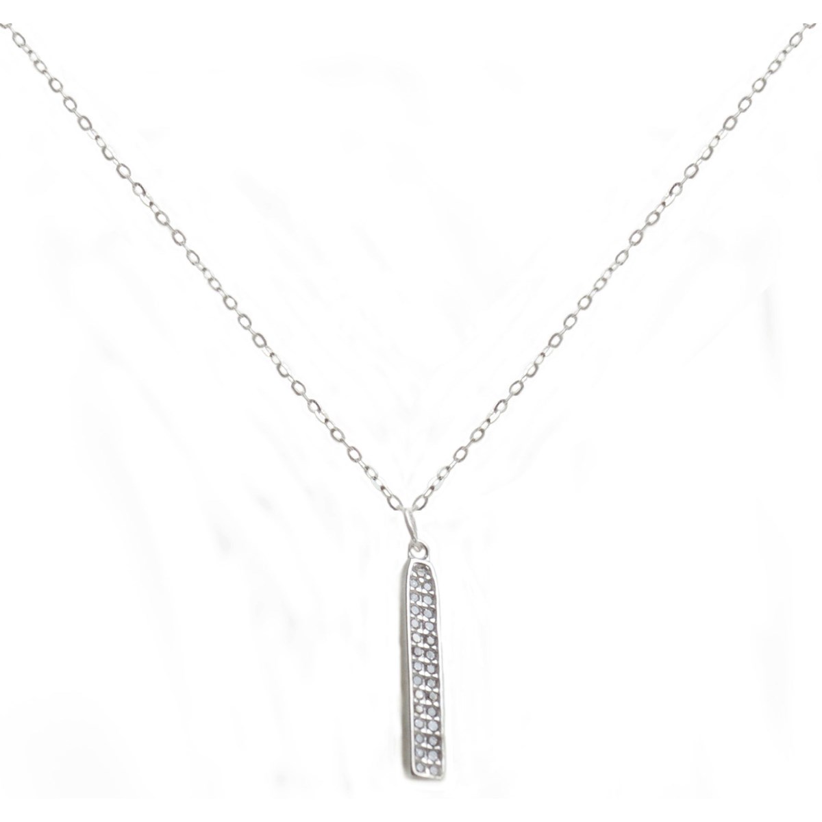 Collier délicat médaille rectangle zirconium argent 925