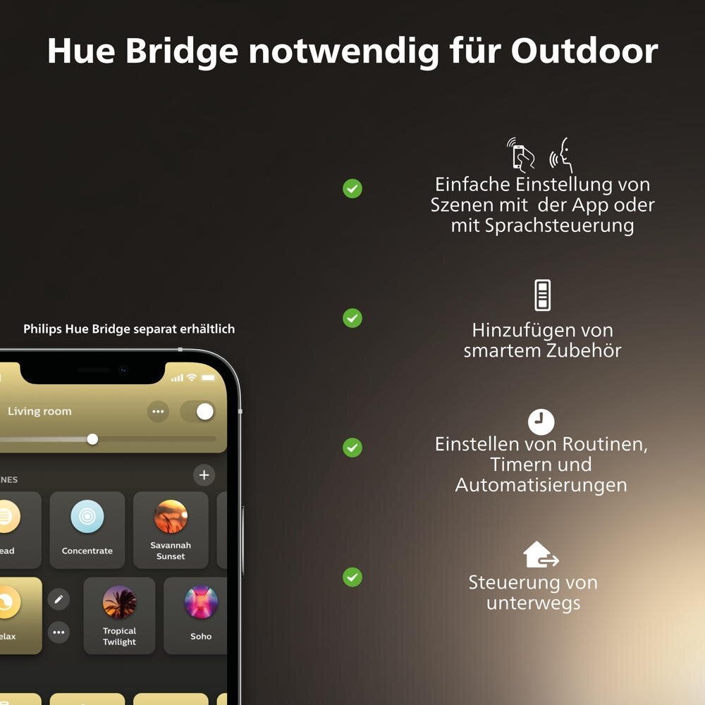 Philips Hue White Ambiance Tuar - Sokkellamp, geborsteld staal