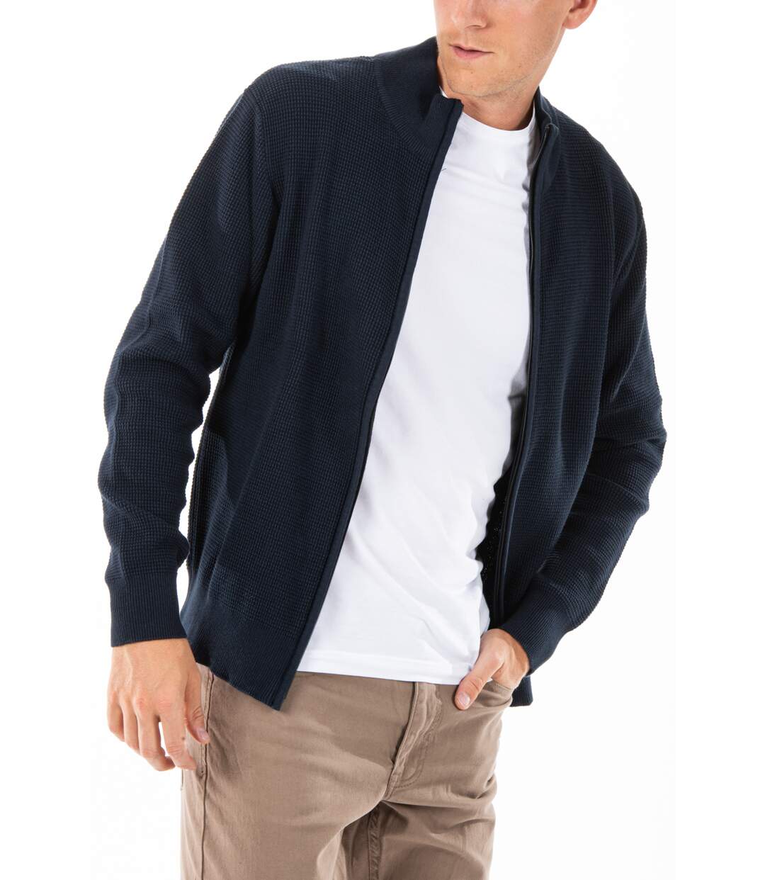 Cardigan zippé col montant EOLO NOIR
