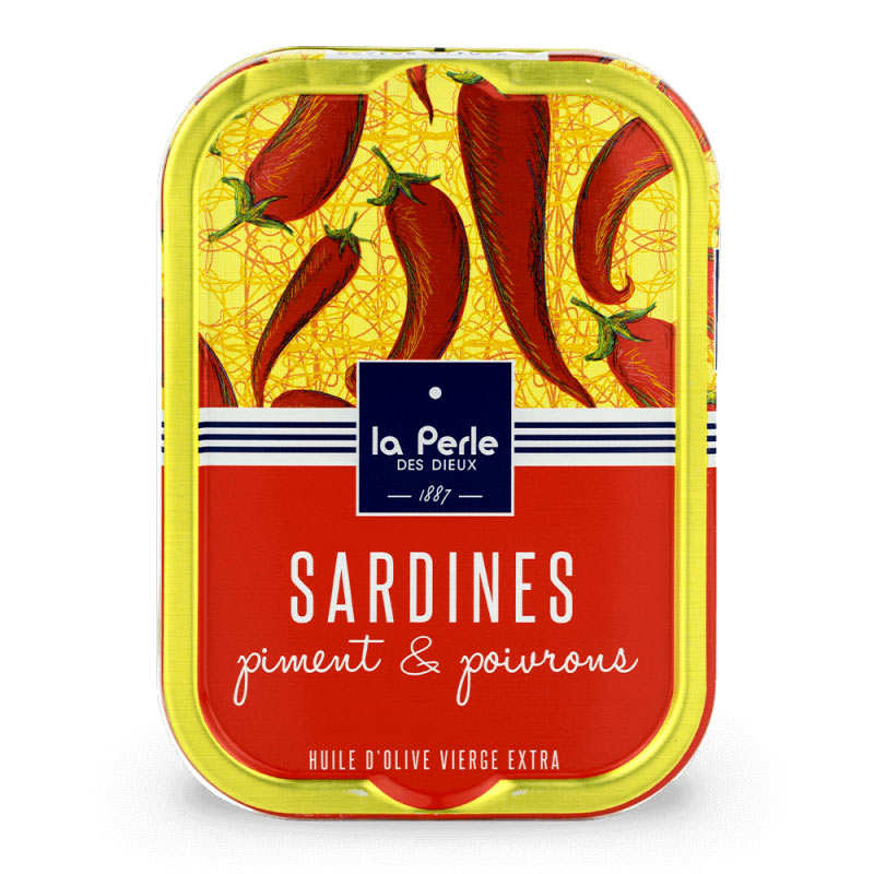 Sardines à l'huile d'olive, au piment et poivrons - La Perle des Dieux