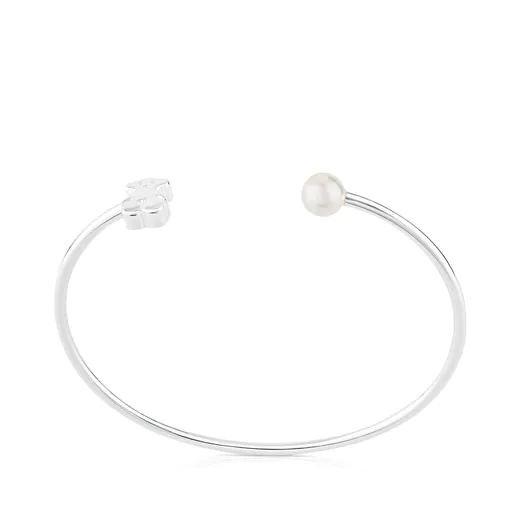 Pulseira Sweet Dolls Silver Slave com Urso e Pérola Cultivada