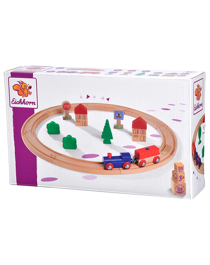 Holz-Eisenbahn-Set KREIS 20-teilig