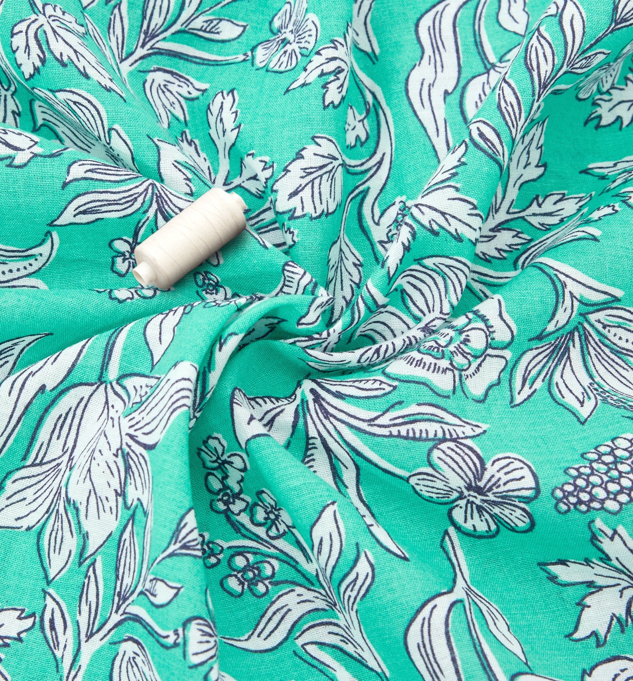 Coupon 3 m en voile de coton - Imprimé vert